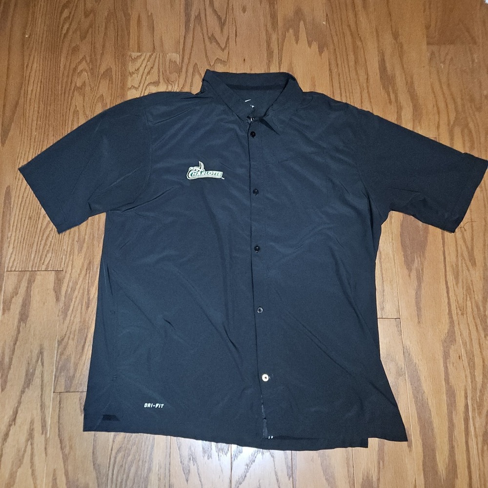 Nike Dri Fit Button Up Shirt Men's Size 2XL UNC Charlotte 49ers Black UNCC